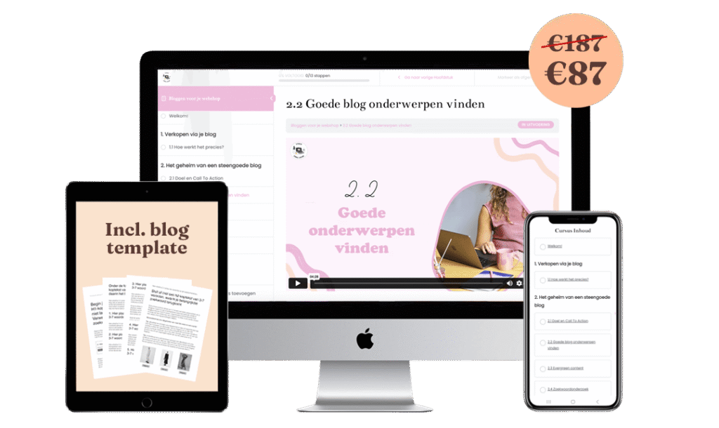 mockup cursus bloggen voor je webshop 100 korting