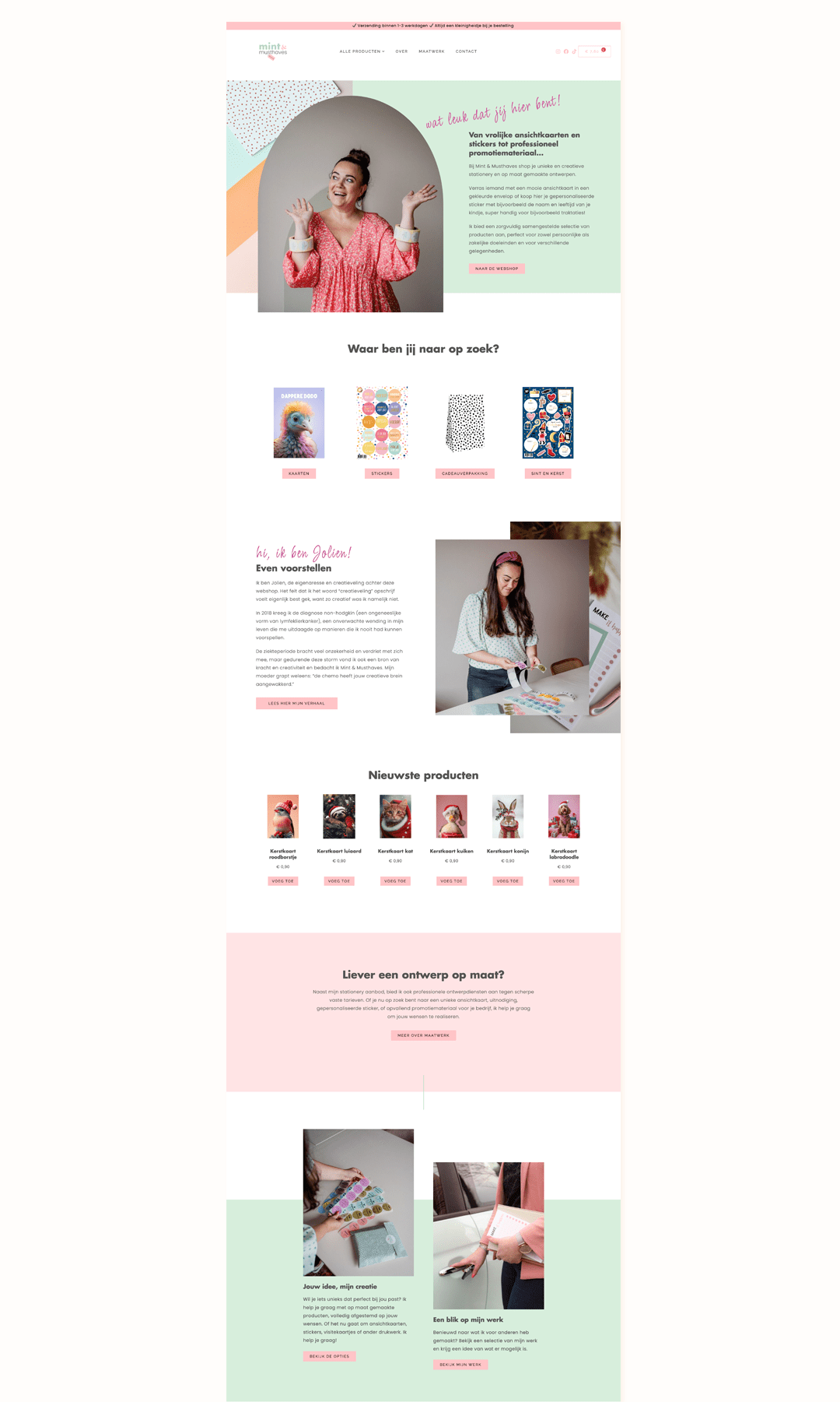 wordpress webshop ontwerp voor mint & musthaves