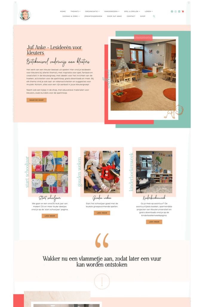 wordpress webshop ontwerp voor Juf Anke