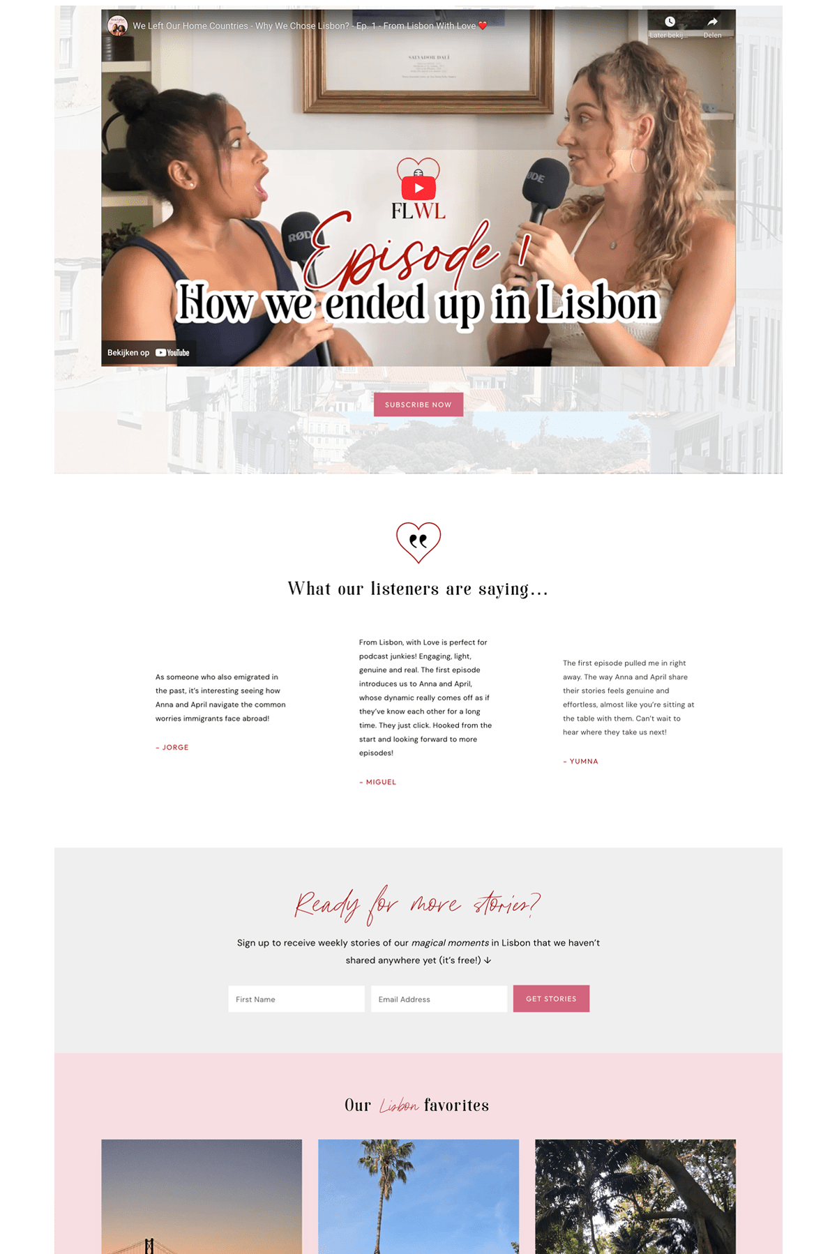 WordPress website design voor From Lisbon With Love podcast - real stories about women who left it all behind