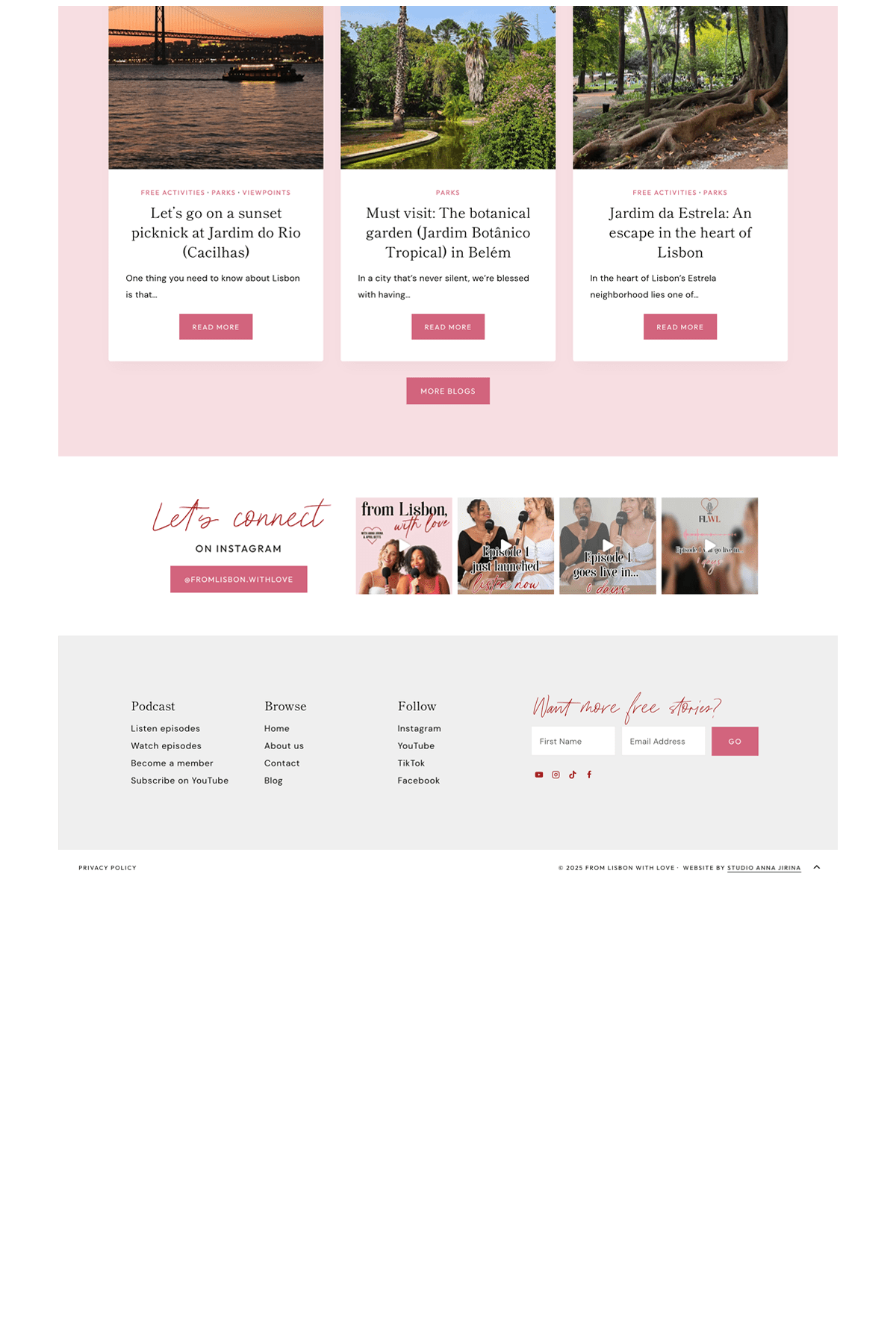Professionele en vrouwelijke WordPress website voor From Lisbon With Love podcast