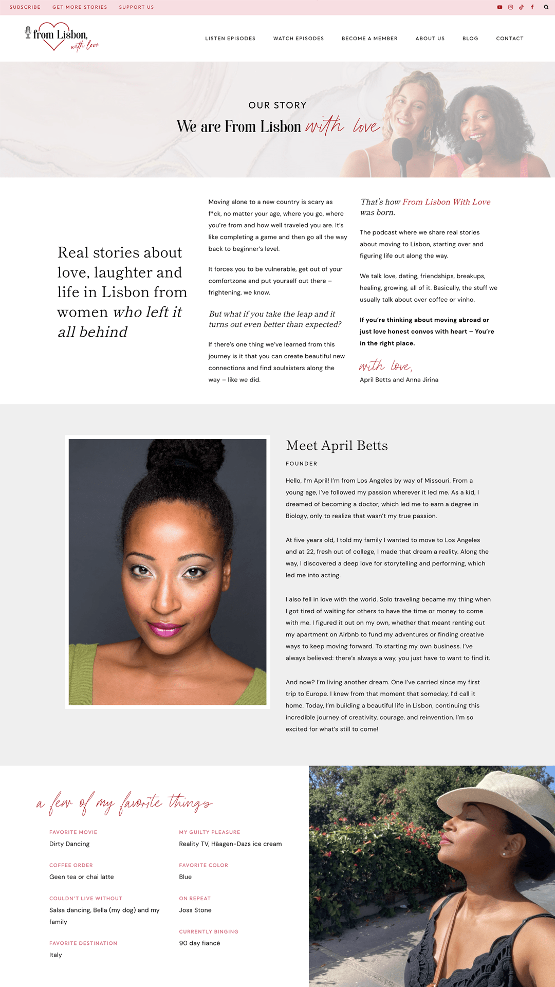 Over ons pagina ontwerp voor From Lisbon With Love - WordPress website design