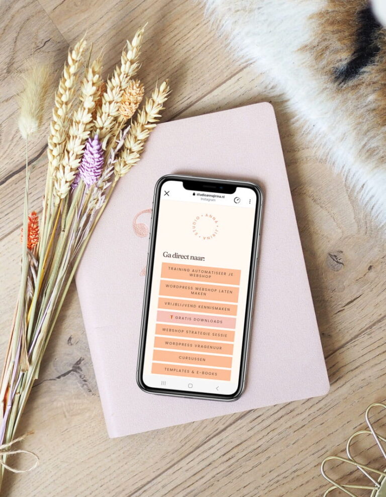 instagram link in bio pagina maken voor je webshop